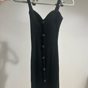 AKIRA Black Strapless Button-Front Dress